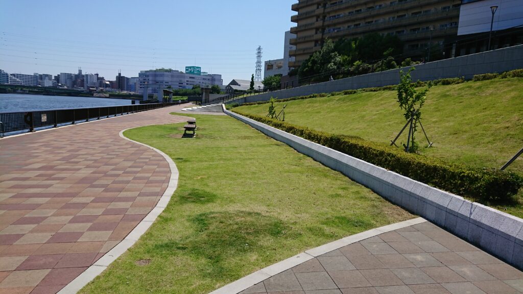 隅田川テラス（赤羽体育館裏の芝生）