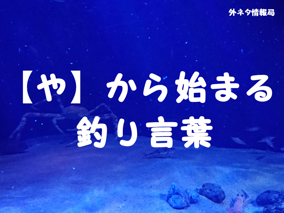 【や】から始まる釣り言葉・釣り用語