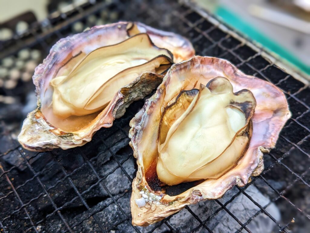 牡蠣の網焼き