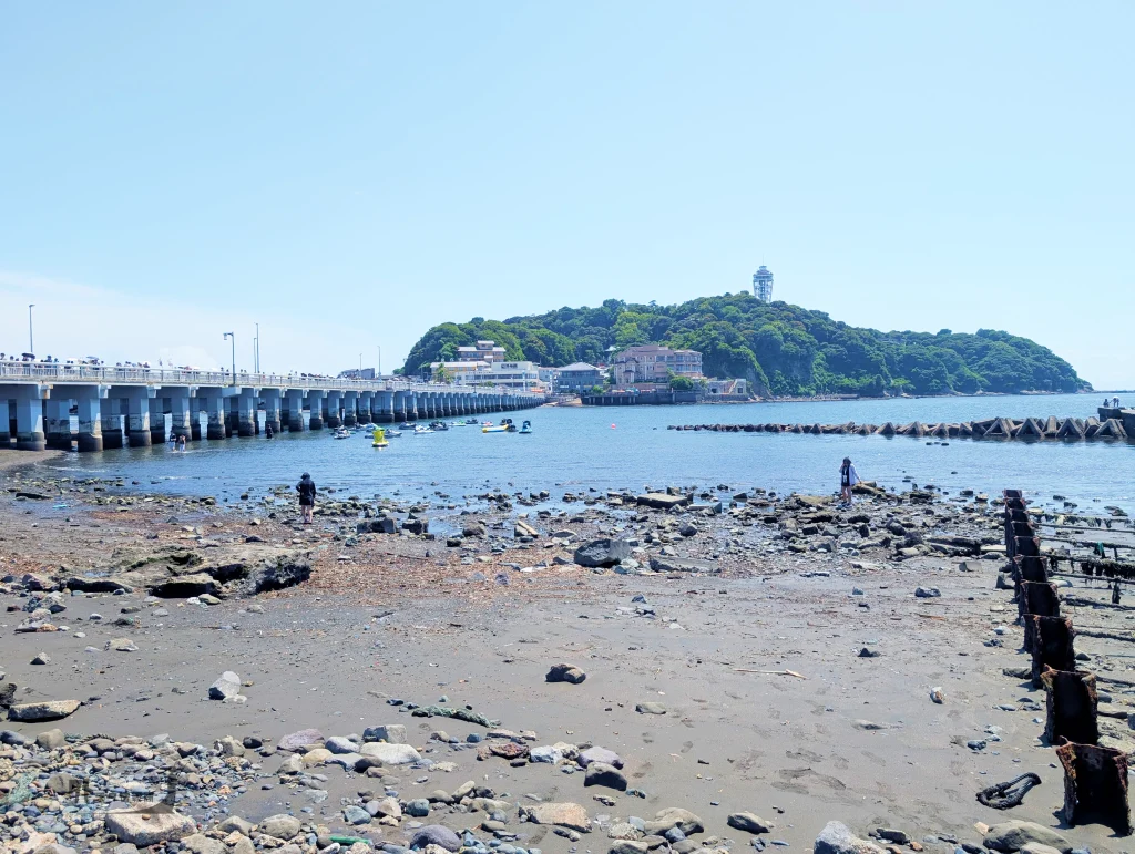 江の島大橋横の砂浜