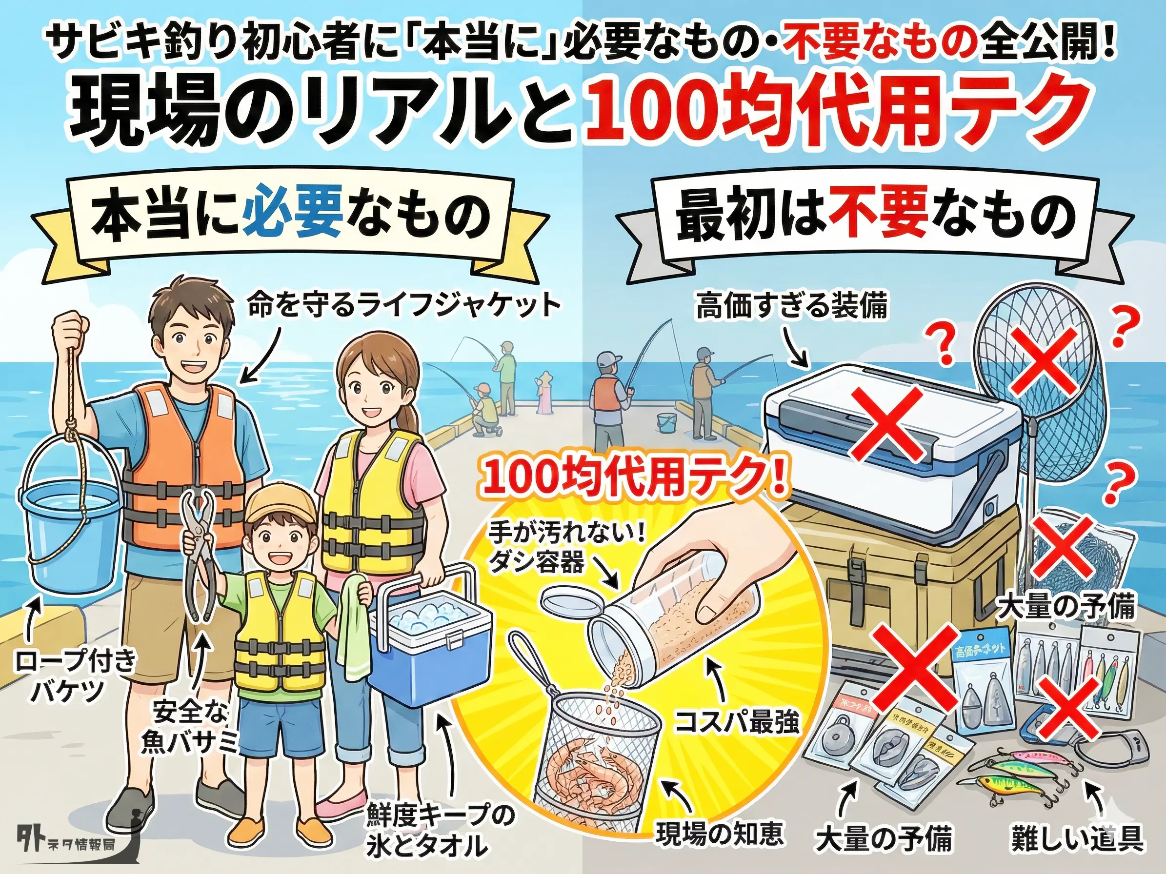 サビキ釣り初心者の道具｜本当に必要なもの・不要なもの全公開！100均 